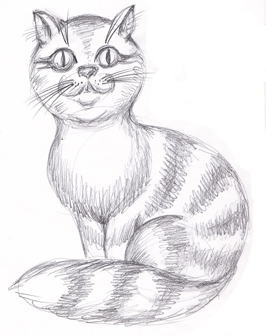 Чёрно-белые рисунки и картинки кошек, котиков - коллекция 2