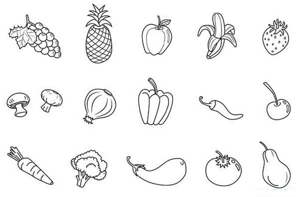 Красивые картинки для раскраски фрукты и овощи - подборка 1