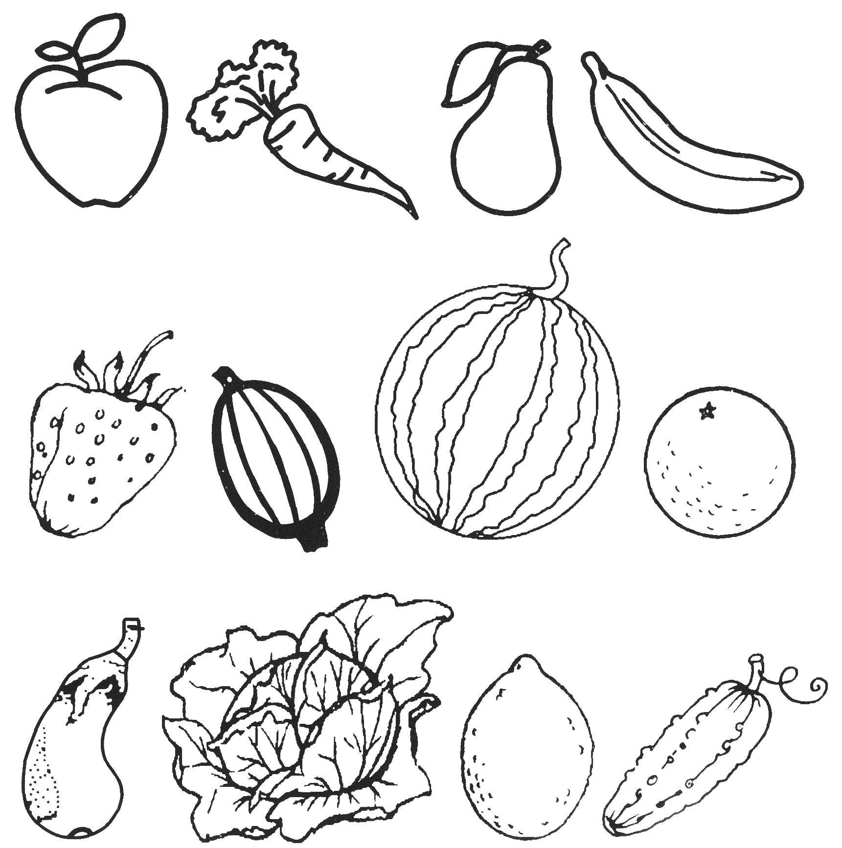 Красивые картинки для раскраски фрукты и овощи - подборка 19