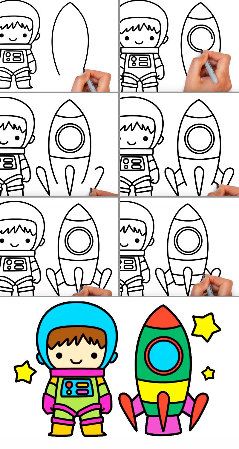 рисунок на день космонавтики для детей