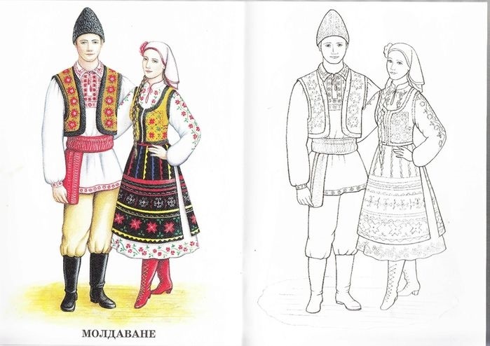 татарский национальный костюм раскраска 009
