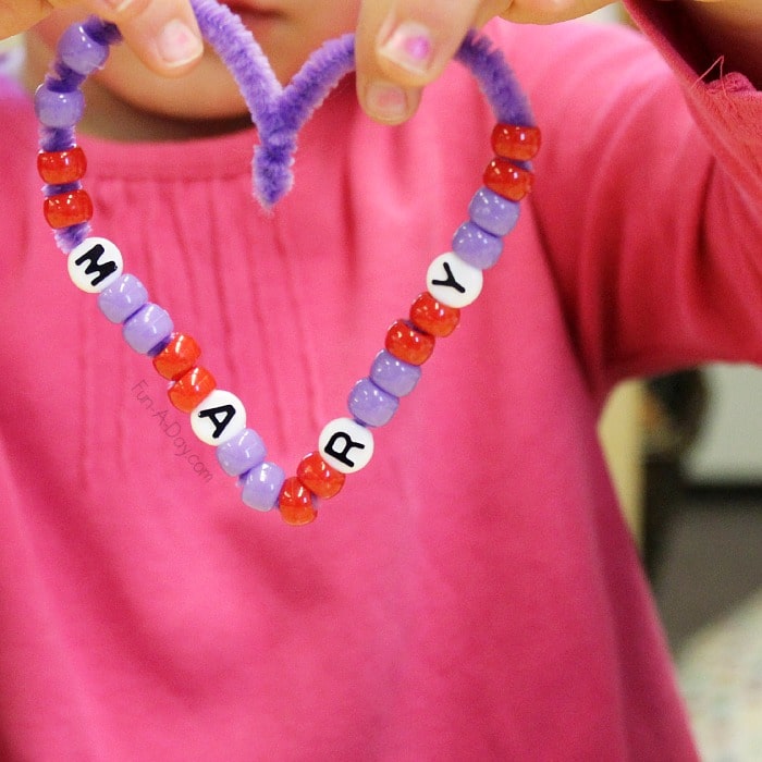 valentine activities for preschoolers - beaded heart names