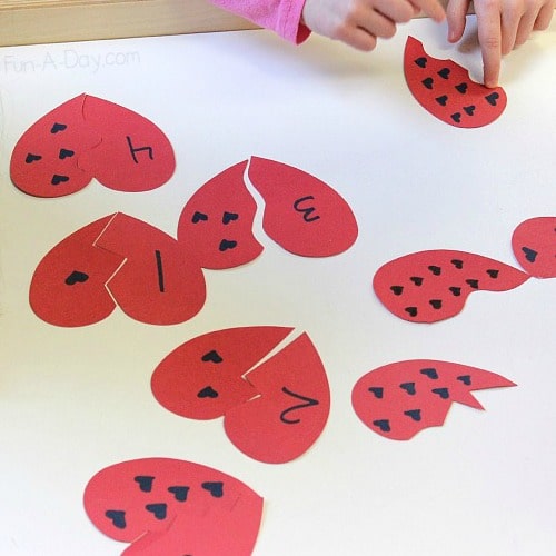 valentine activities for preschoolers - Broken Heart Numbers