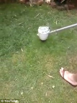 The DIY trimmer cut through the grass with ease