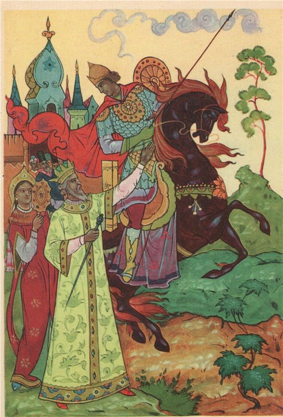 Красивые рисунки о Мёртвой царевне и о семи богатырях (13)