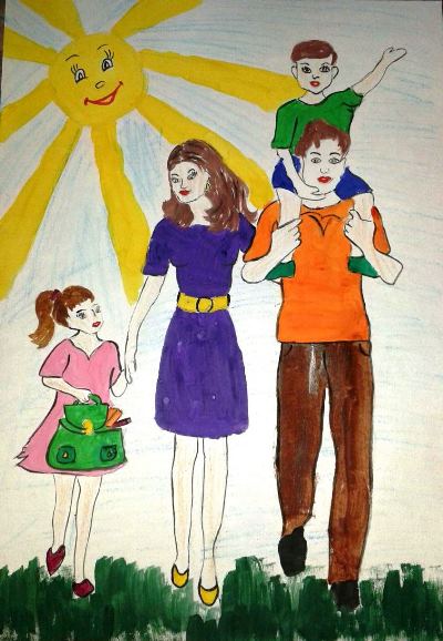 Красивые рисунки детей на тему моя семья 2 класс (12)