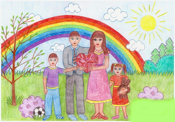Красивые рисунки детей на тему моя семья 2 класс (4)