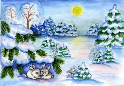 Рисунки зимы для детей 2 класса (12)