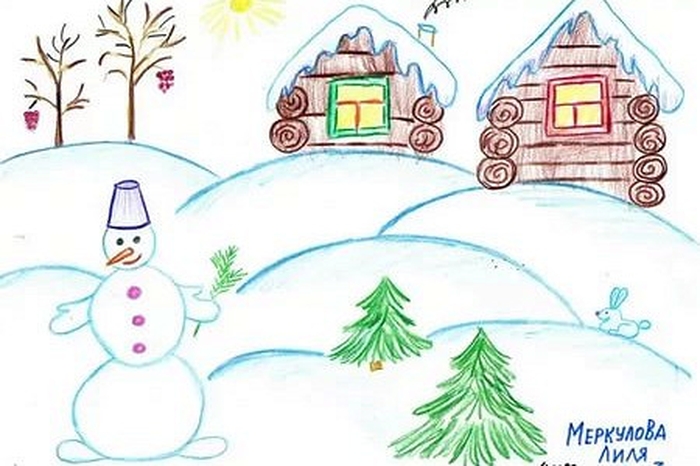 Рисунки зимы для детей 2 класса (17)