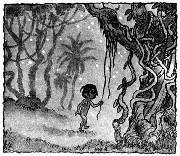 Маугли - человеческий детеныш бредет по лесу