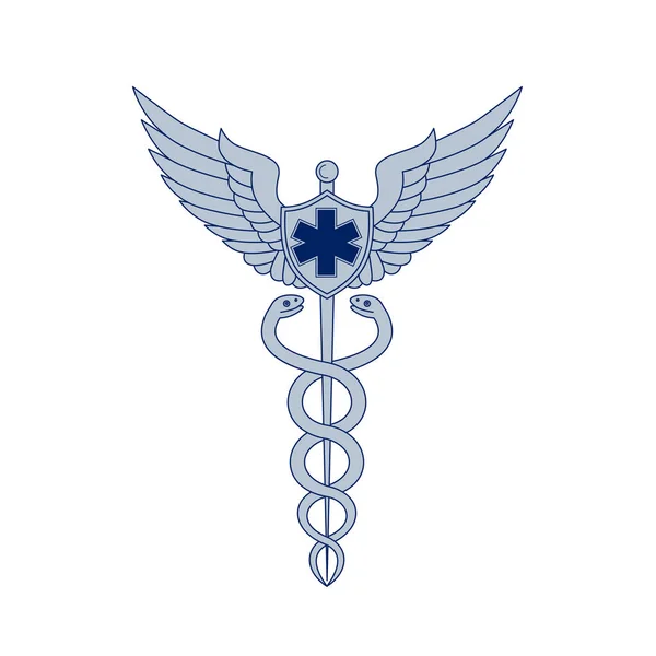 Caduceus With Pilot Wings EMT Star Icon Stock Vector