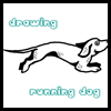 Make this easy drawing of a dog jumping, running, and playing