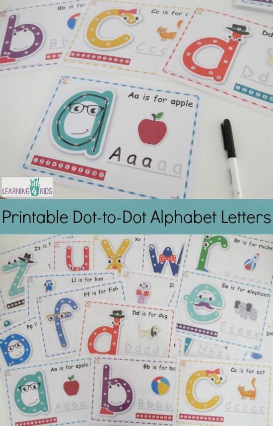Printable Dot-to-Dot Letters - follow the dots to guide you to create each letter correctly