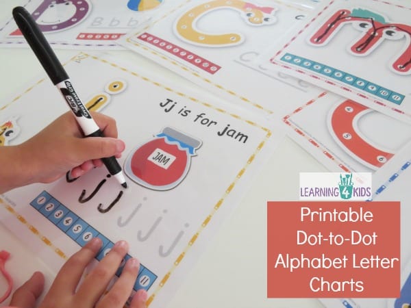 printable dot-to-dot alphabet letters (a-z) charts.