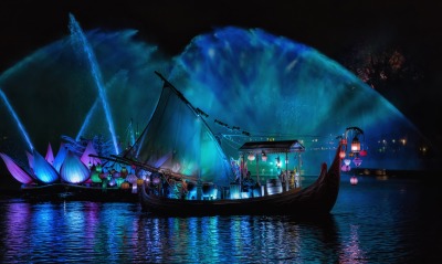 лодка парус ночь освещение