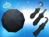 Зонт мужской,3-сложения,10 спиц,автомат, цвет черный, система антиветер.305											